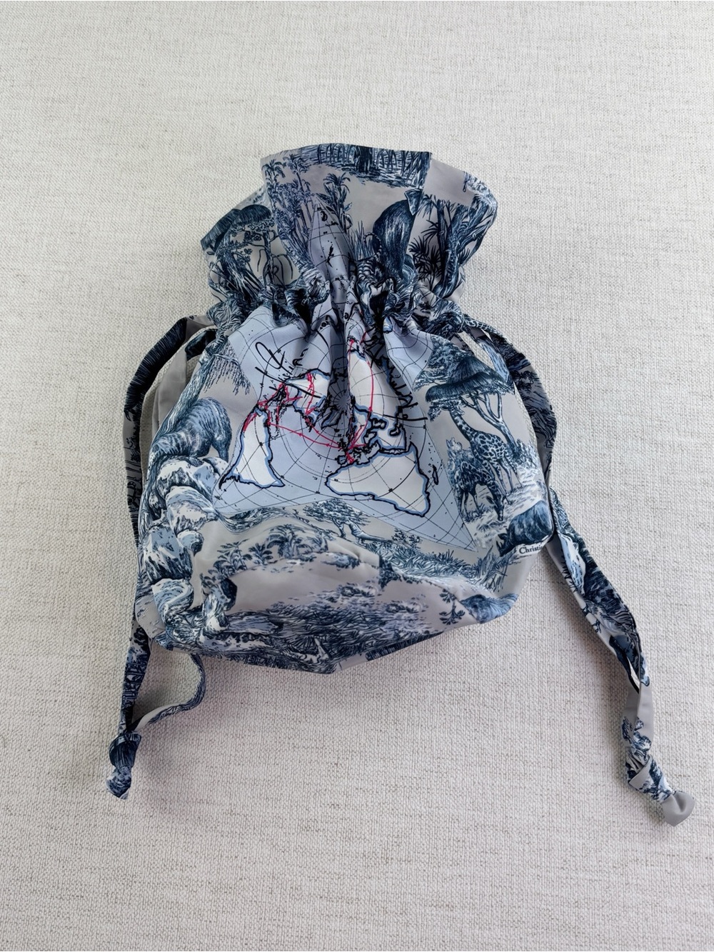 Dior Around the world make up pouch drawstring in blue